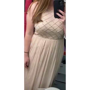 Adrianna Papell Women’s Gown A Line Dress Blush Pink Size 12 Beaded Sequins